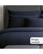 Donkerblauw Dobby katoenen satijnen kussensloop met geweven strepen - 63x63 cm