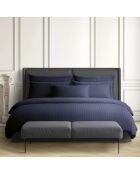 Donkerblauw Dobby katoenen satijnen kussensloop met geweven strepen - 63x63 cm