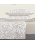 Love Stories Bettlaken-Set aus Baumwollsatin, 230 x 270 cm + 150 x 190/200 x 30 cm + 2 x (50 x 75/80 cm), taupefarben