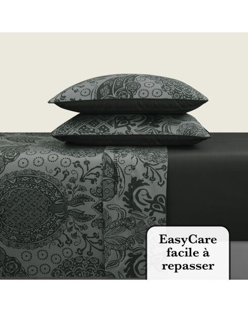 Arles Bettwäsche-Set aus Baumwollsatin, Dunkelgrau, 230 x 290 cm