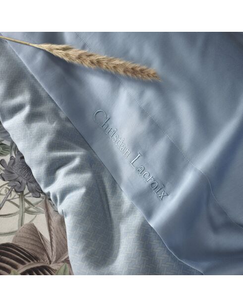 Drap plat satin de coton uni bleu clair