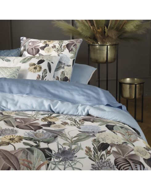 Drap plat satin de coton uni bleu clair