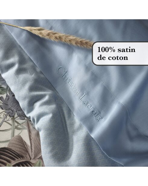 Drap plat satin de coton uni bleu clair