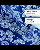 Ensemble de draps satin de coton Passementerie bleu + 180x200x30 cm + 2x(50x70 cm)