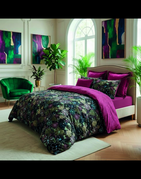 Drap plat satin de coton Pollen bordeaux