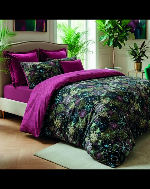 Drap plat satin de coton Pollen bordeaux