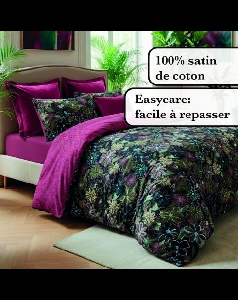 Drap plat satin de coton Pollen bordeaux