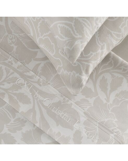 Ensemble de draps satin de coton Arabesque taupe + 180x200x30 cm + 2x(63x63 cm)