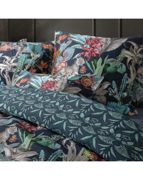 Drap-housse satin de coton uni bleu foncé