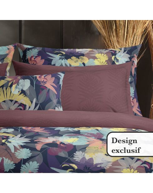 Funda de cojín satinada de algodón color ciruela Areca, 43 x 210 cm