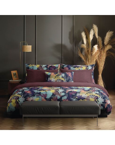 Funda de cojín satinada de algodón color ciruela Areca, 43 x 210 cm