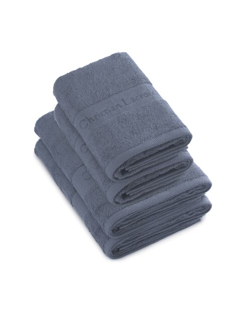 Set de 2 serviettes et 2 draps de bain bleu gris - 50x100 cm + 70x140 cm