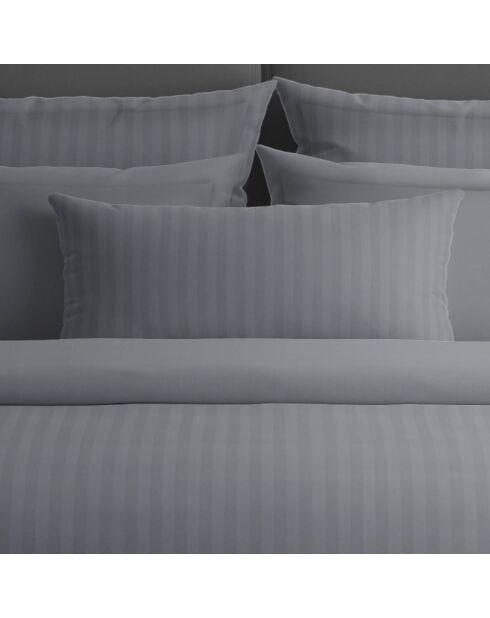 Lenzuolo piatto in raso di cotone a righe Dobby grigio scuro