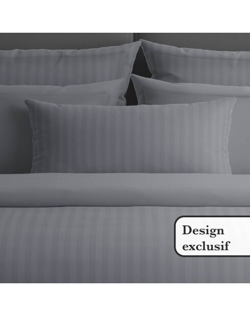 Lenzuolo piatto in raso di cotone a righe Dobby grigio scuro