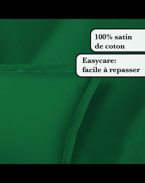 Ensemble de draps satin de coton uni 1 baratta vert 02 - 230x270 cm + 150x200x30 cm + 2x(50x80 cm)