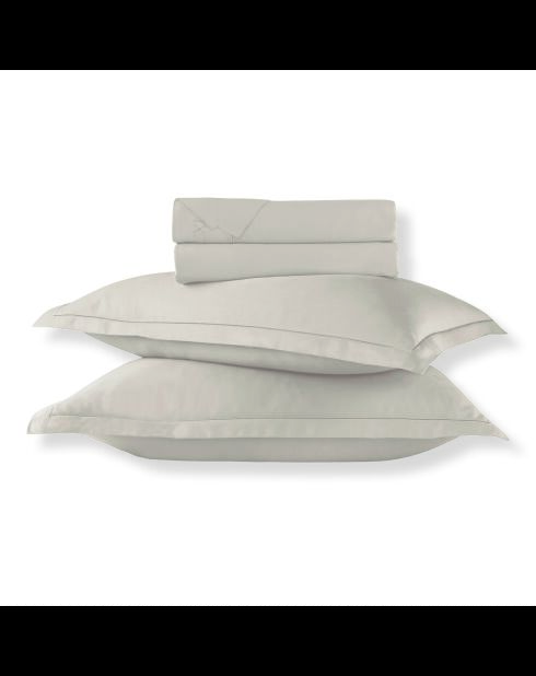 Juego de sábanas de satén de algodón liso 1 baratta taupe 05 + 2x (90x200x30 cm) + 2x (63x63 cm)