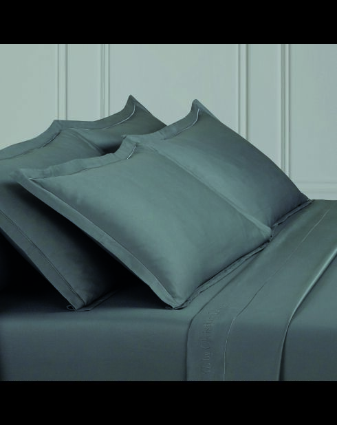 1 Baratta grauer schlichter Kissenbezug aus Baumwollsatin 02 — 2 x (50 x 70 cm)