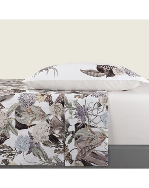 Ensemble de draps satin de coton Garden taupe - 150 x 290 cm