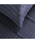 Dunkelblaues, gewebtes, gestreiftes Bettlakenset aus Baumwollsatin + 2 x (90 x 200 x 30 cm) + 2 x (50 x 70 cm)