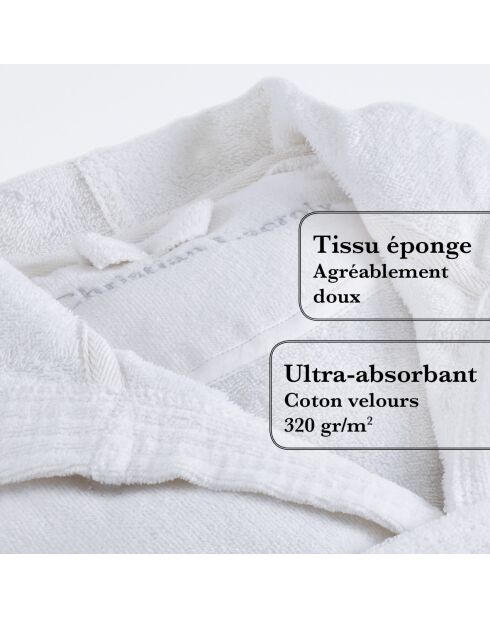 Peignoir avec capuche blanc