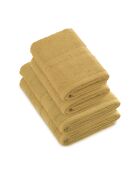 Juego de 2 toallas y 2 toallas de baño de color amarillo mostaza - 50x100 cm + 70x140 cm