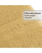 Juego de 2 toallas y 2 toallas de baño de color amarillo mostaza - 50x100 cm + 70x140 cm