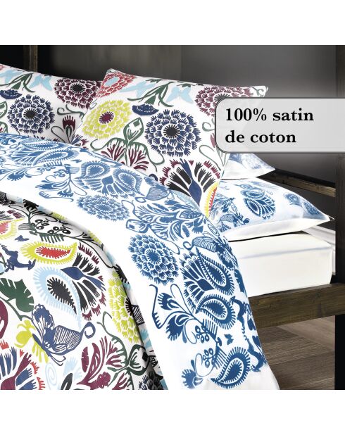 Drap-housse satin de coton uni blanc