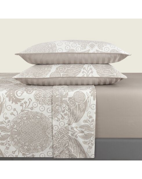Drap-housse satin de coton uni taupe
