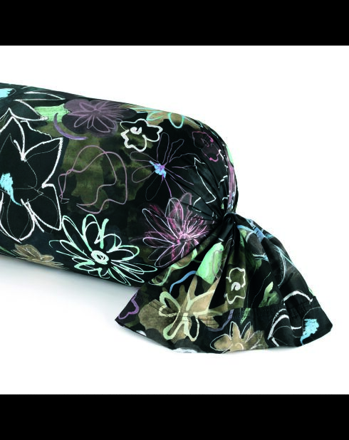 Custodia in cotone satinato Fiori pastello Nero - 43x210 cm