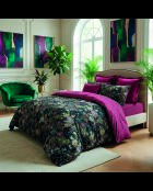 Custodia in cotone satinato Fiori pastello Nero - 43x210 cm