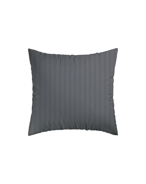 Taie d'oreiller satin de coton rayure tissé Jacquard gris foncé - 63x63 cm
