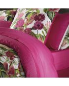Sábana bajera ajustable de satén de algodón fucsia Garden Micro