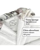 Peignoir avec capuche en coton ultra absorbant - Garden blanc