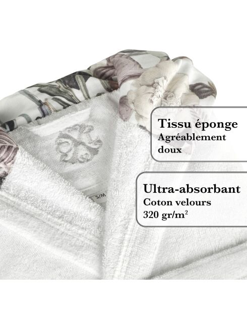 Peignoir avec capuche en coton ultra absorbant - Garden blanc
