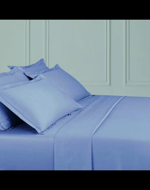 1 Baratta blaues schlichtes Bettlaken aus Baumwollsatin 02