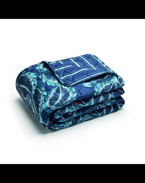 Copriletto Calathea in raso di cotone blu scuro - 220x250 cm