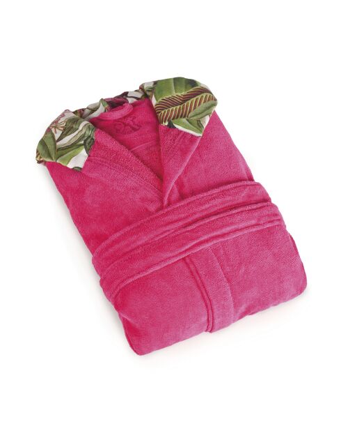 Peignoir avec capuche en coton ultra absorbant - Garden fuchsia