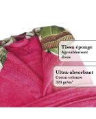 Peignoir avec capuche en coton ultra absorbant - Garden fuchsia