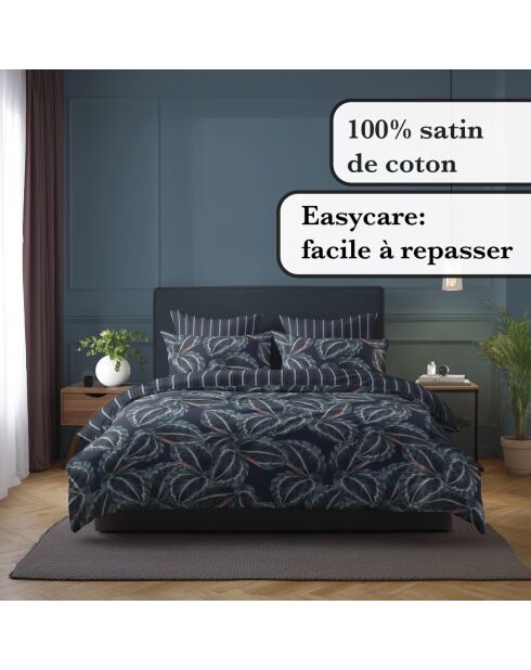 Custodia Calathea in raso di cotone blu scuro - 43x210 cm