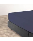 Drap-housse satin de coton uni bleu