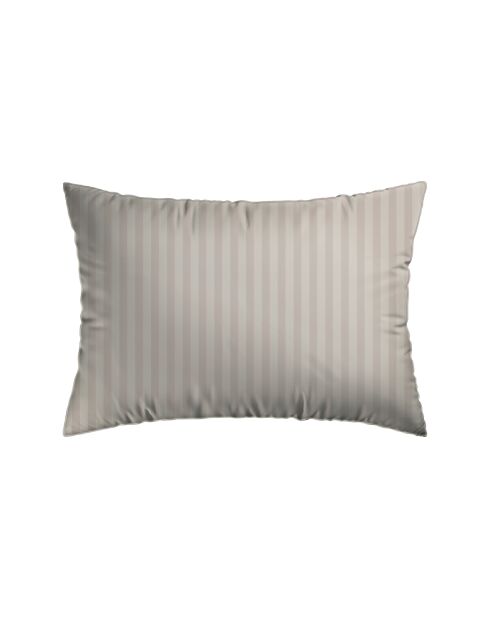 Kissenbezug aus Baumwollsatin mit gewebtem Jacquard-Streifen in Taupe — 50 x 70 cm