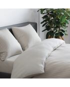 Kissenbezug aus Baumwollsatin mit gewebtem Jacquard-Streifen in Taupe — 50 x 70 cm