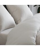 Kissenbezug aus Baumwollsatin mit gewebtem Jacquard-Streifen in Taupe — 50 x 70 cm