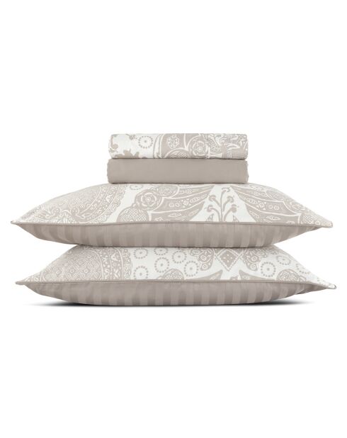 Arles taupe katoenen satijnen lakenset - 230x270 cm + 150x190/200x30 cm + 2x (50x75/80 cm)