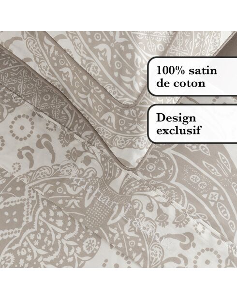 Arles taupe katoenen satijnen lakenset - 230x270 cm + 150x190/200x30 cm + 2x (50x75/80 cm)