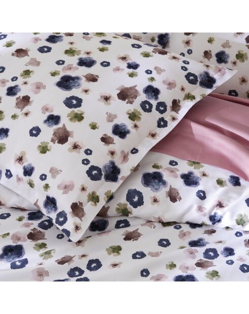 2 federe in raso di cotone bianco Exotic Flower - 63x63 cm