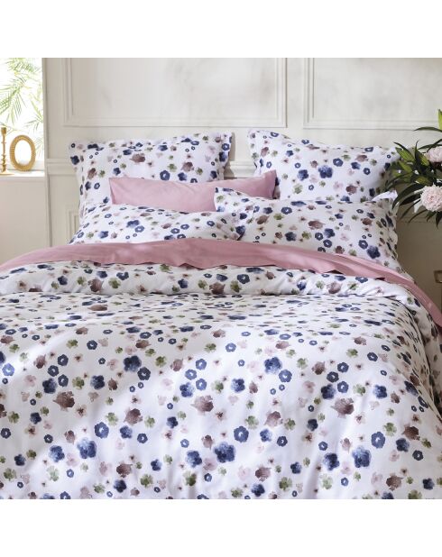 2 federe in raso di cotone bianco Exotic Flower - 63x63 cm