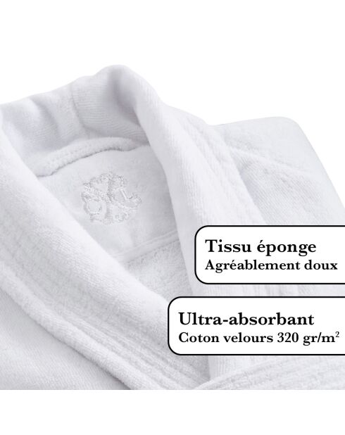 Peignoir avec col châle blanc