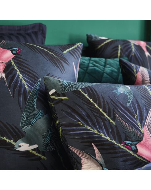 Kissenbezüge aus Baumwollsatin mit 2 blauen Schwalben, 63 x 63 cm