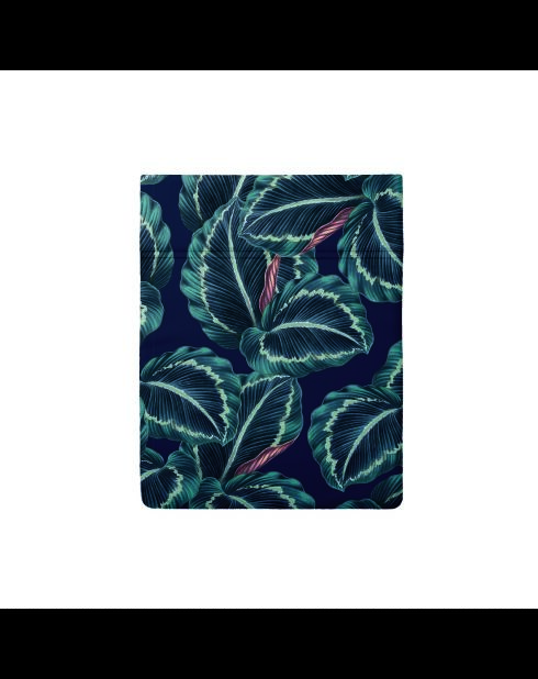 Drap plat satin de coton Calathea bleu foncé